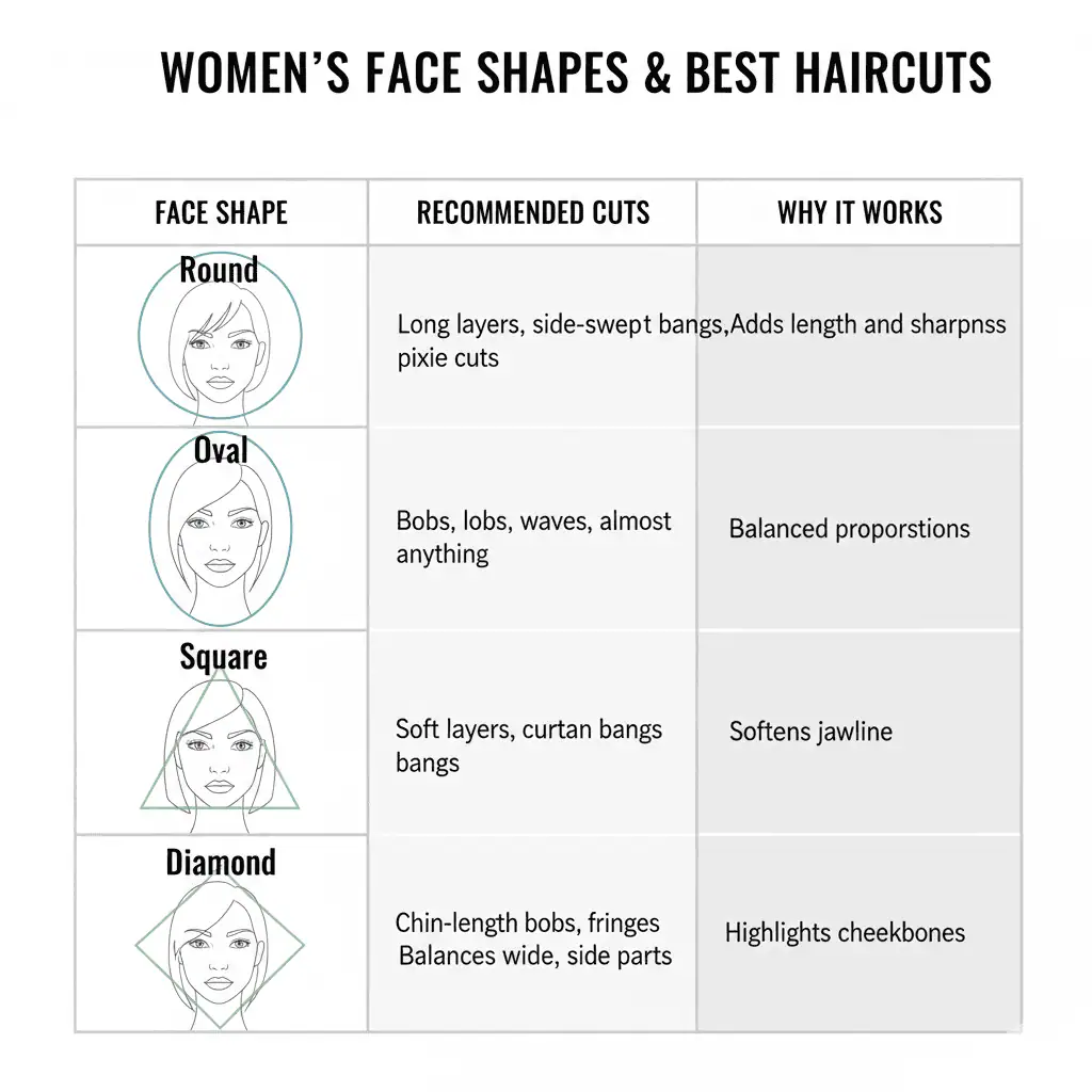 Woman Face shapes and best haircut